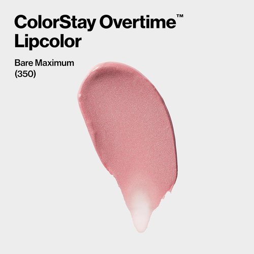 Revlon ColorStay Overtime Liquid Lipstick - Dual-Ended with Clear Gloss & Vitamin E, 350 Bare Maximum, 0.07 Fl Oz