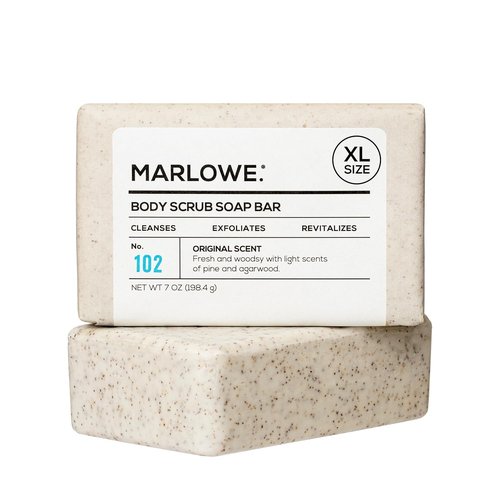 Marlowe. No. 102 Exfoliating Body Scrub Soap - 7 oz Bar with Shea Butter & Green Tea Extracts | Revitalizes Skin