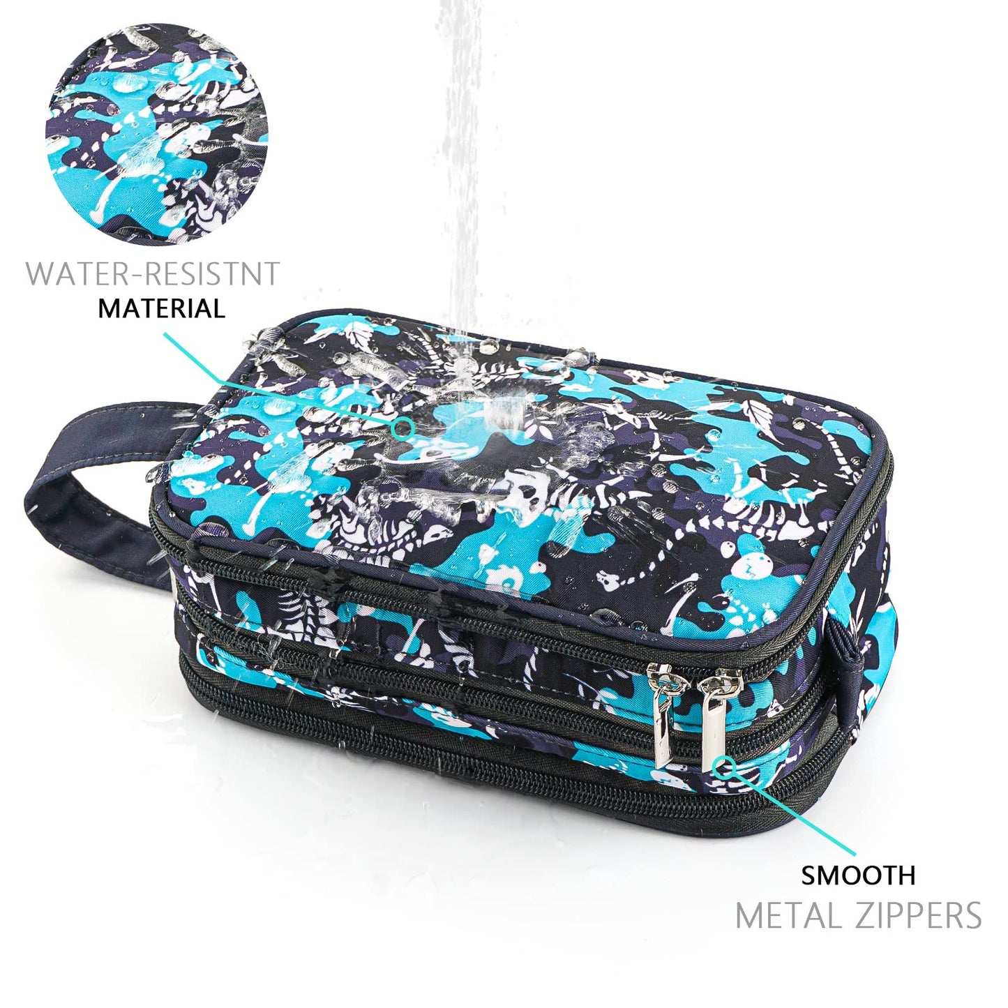 Vipdeal Kids Toiletry Bag for Boys, Travel Toiletry Bag for Little Young Boys Waterproof Hanging Wash Bag Toddler Traveling Toiletries, Dinosaur Black