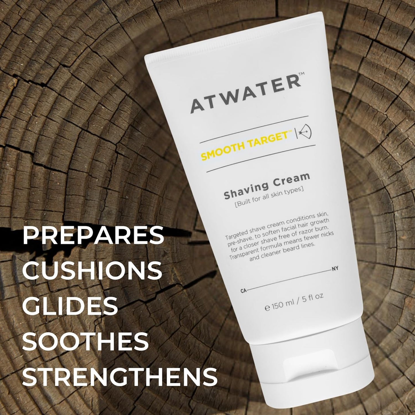 ATWATER Smooth Target Shaving Cream - Men's Pre-Shave & Shave Cream with Rosa Gallica Extract | 5 oz