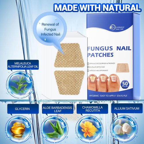 Regine Switzerland Toenail Fungus Treatment - 50 Extra Strength Hydrogel Nail Patches for Overnight Repair