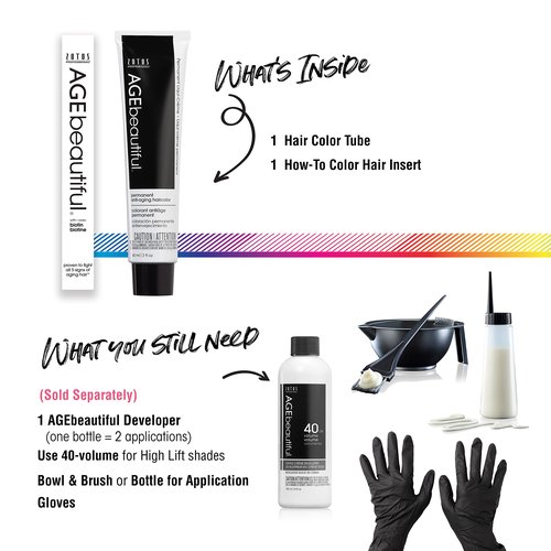 AGE beautiful Permanent Hair Color Dye Liqui Creme | 100% Gray Coverage | Anti-Aging Haircolor | Biotin for Thicker, Fuller Hair | Professional Salon Coloring | HLG High Lift Golden Blonde