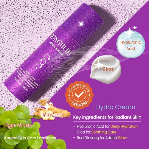 Hydro Cream - Ultra-Hydrating Face Moisturizer for Glowing Skin | 50ml with Hyaluronic Acid & Cica