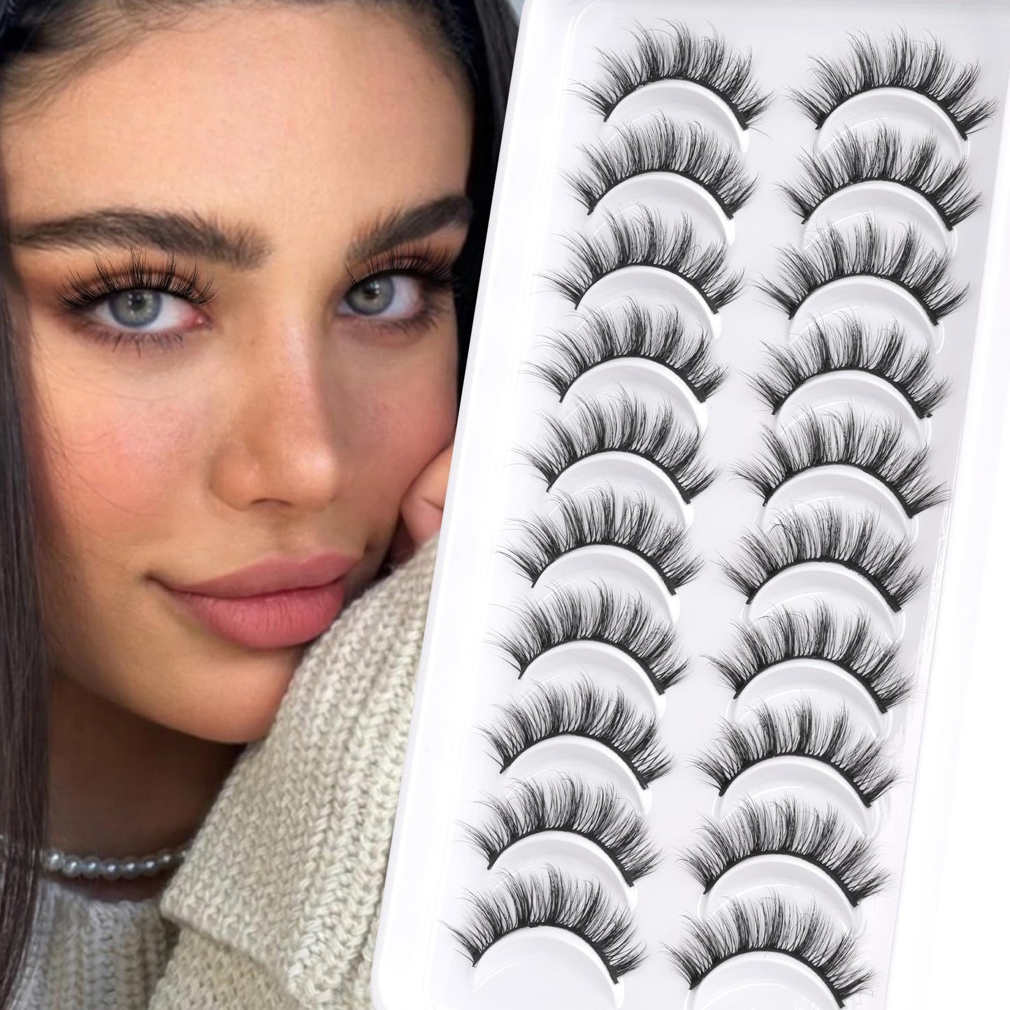 Wispy Lashes Natural Look Fluffy Mink False Eyelashes 3D Strip Fake Eye Lashes Pack Short Lash Extension Effect by Geeneiya