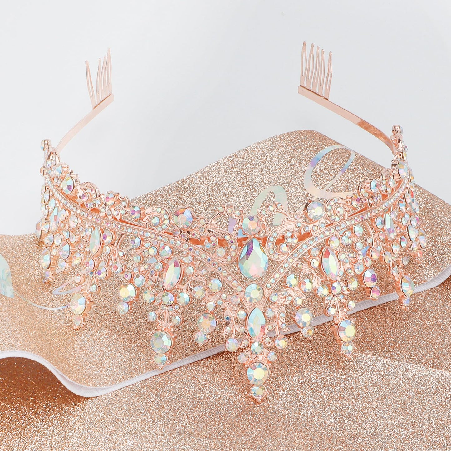 Canitor 21st Birthday Sash and Tiara Set 21st Sparkling Birthday Crown Dazzling Birthday Sash 21st Birthday Decorations 21st Birthday Gifts for Her Rose Gold