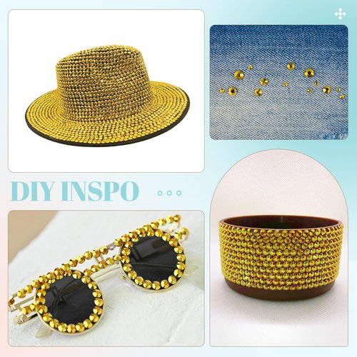 12100Pcs Resin Rhinestones for Crafting with 3Pcs 10ml B7000 Jewelry Glue, 2 Boxes Flatback Crystals Diamond (Bright Gold) for Bedazzling Crafts DIY Nail Art，Non Hotfix Gems for Clothing Shoes