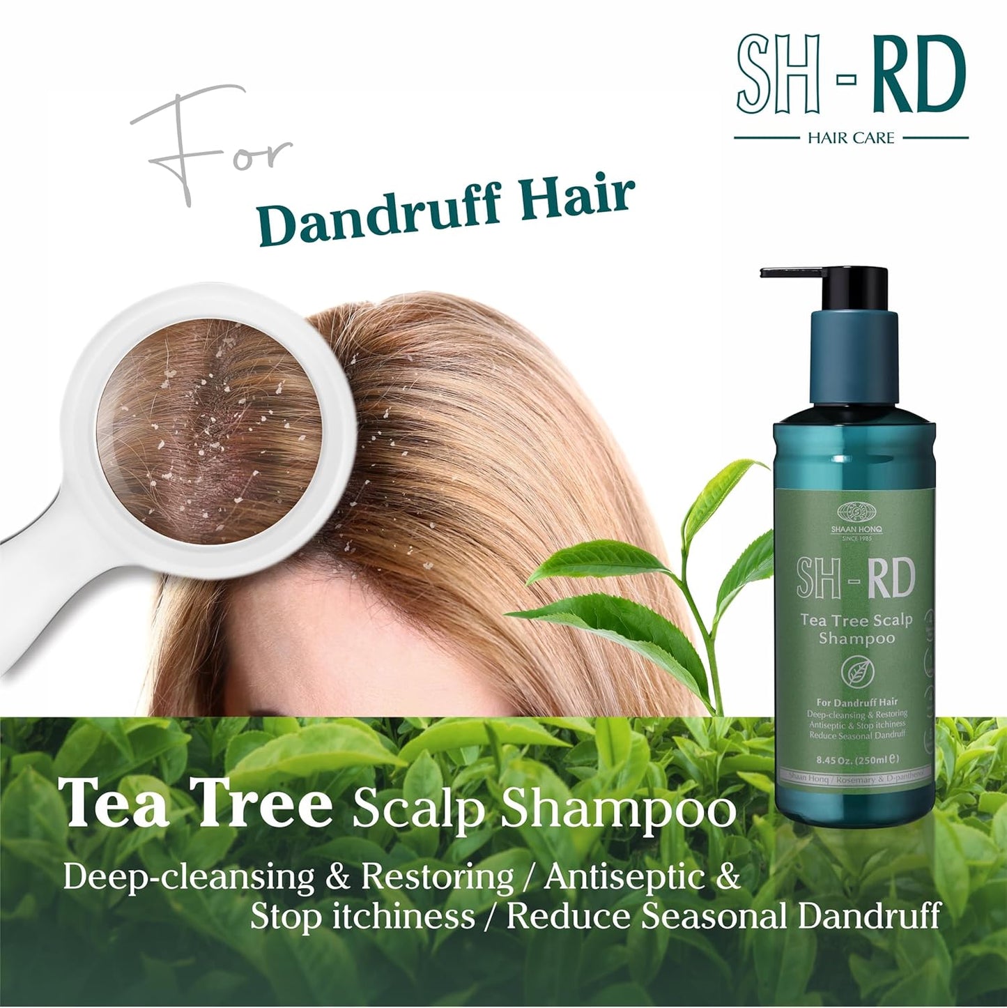 SH-RD Tea Tree Shampoo - Deep Cleansing Dandruff Relief for Dry, Sensitive Scalp | 3.38oz/100ml