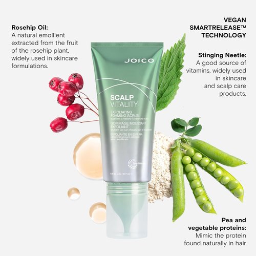 Joico Scalp Vitality Exfoliating Foaming Scrub - Supports Healthy Scalp | Removes Oil & Buildup | 6 Fl Oz