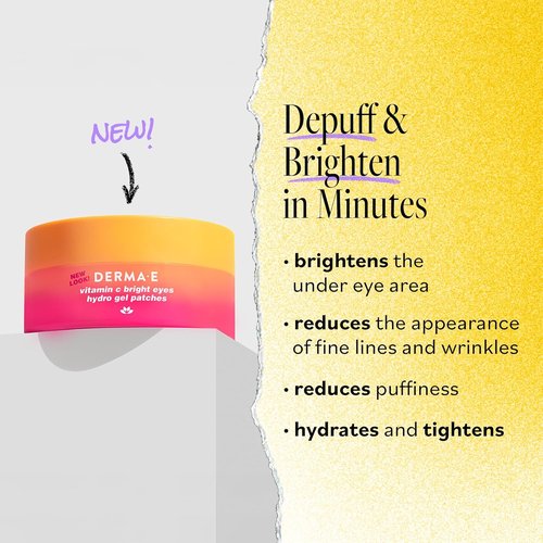 Derma E Vitamin C Under Eye Patches - Brightening Hydro Gel for Dark Circles (60 Ct, 30 Pairs)