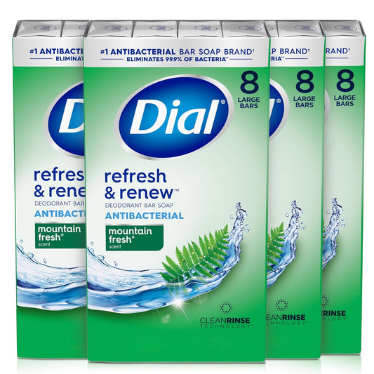 Skiennix Antibacterial Bar Soap - Refresh & Renew with Mountain Fresh Scent | 4 oz, 32 Bars