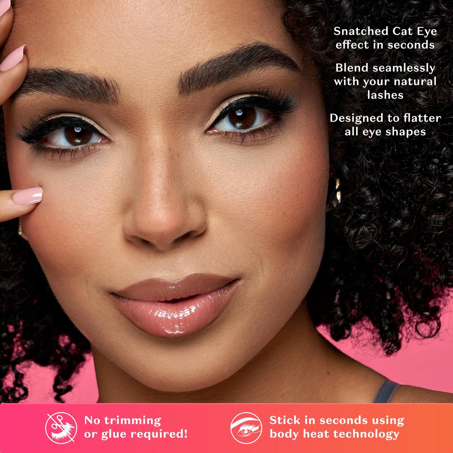 Lilly Lashes Self Adhesive Eyelashes (Half Lashes), No Lash Glue Needed, Body Heat Activated Press on Lashes, Reusable Self Adhesive Eyelashes Up to 5x, Easy to Apply & Remove (WildChild)