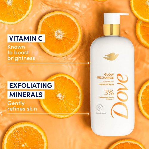 Dove Serum Body Wash - Glow Recharge with Brightening Vitamin C - 18.5 Fl Oz for Exfoliating Skin
