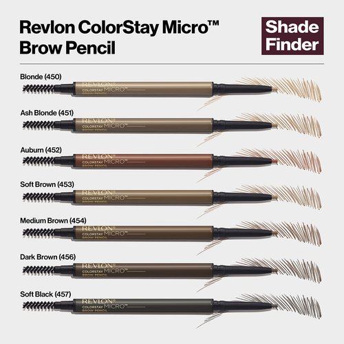 Revlon ColorStay Micro Eyebrow Pencil with Built In Spoolie Brush, Infused with Argan and Marula Oil, Waterproof, Smudgeproof, 454 Medium Brown, 0.003 oz