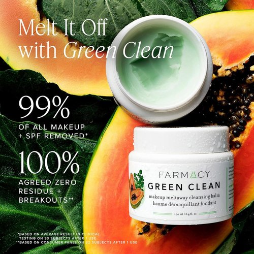 Farmacy Green Clean Makeup Remover Balm - Waterproof Cleansing Oil for Face | Hydrates & Softens Skin (50ml)
