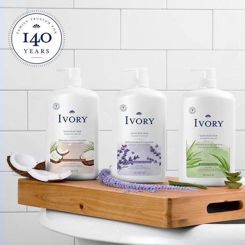 Ivory Gentle Body Wash - Family-Friendly Formula, Aloe Scent, 35 oz | Free of Dyes & Parabens