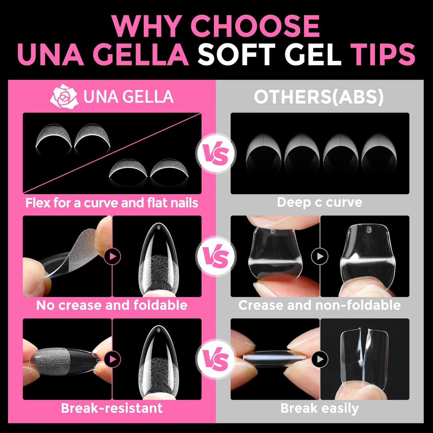 UNA GELLA GEL NAIL TIPS FOR ACRYLIC NAIL TIPS SOFT GEL TIPS