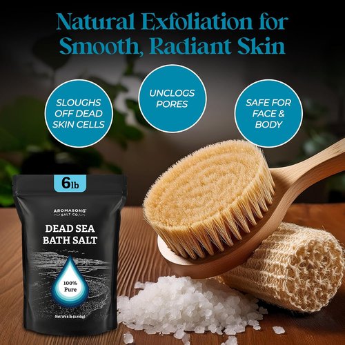 Aromasong Dead Sea Salt Bath Soak - 100% Natural 6 Lbs Bulk Pack for Relaxation & Detoxification