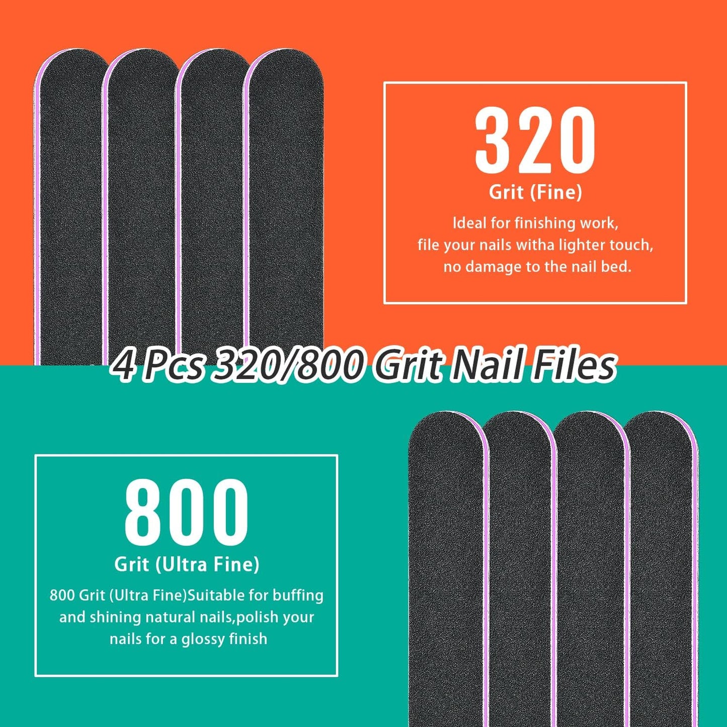 TsMADDTs Nail File Set - 20 Double-Sided Emery Boards for Professional Manicure & Pedicure | Various Grits