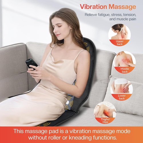 CILI Massage Chair Pad - Back Massager with Heat & 10 Vibration Motors | Ideal for Home & Office Use
