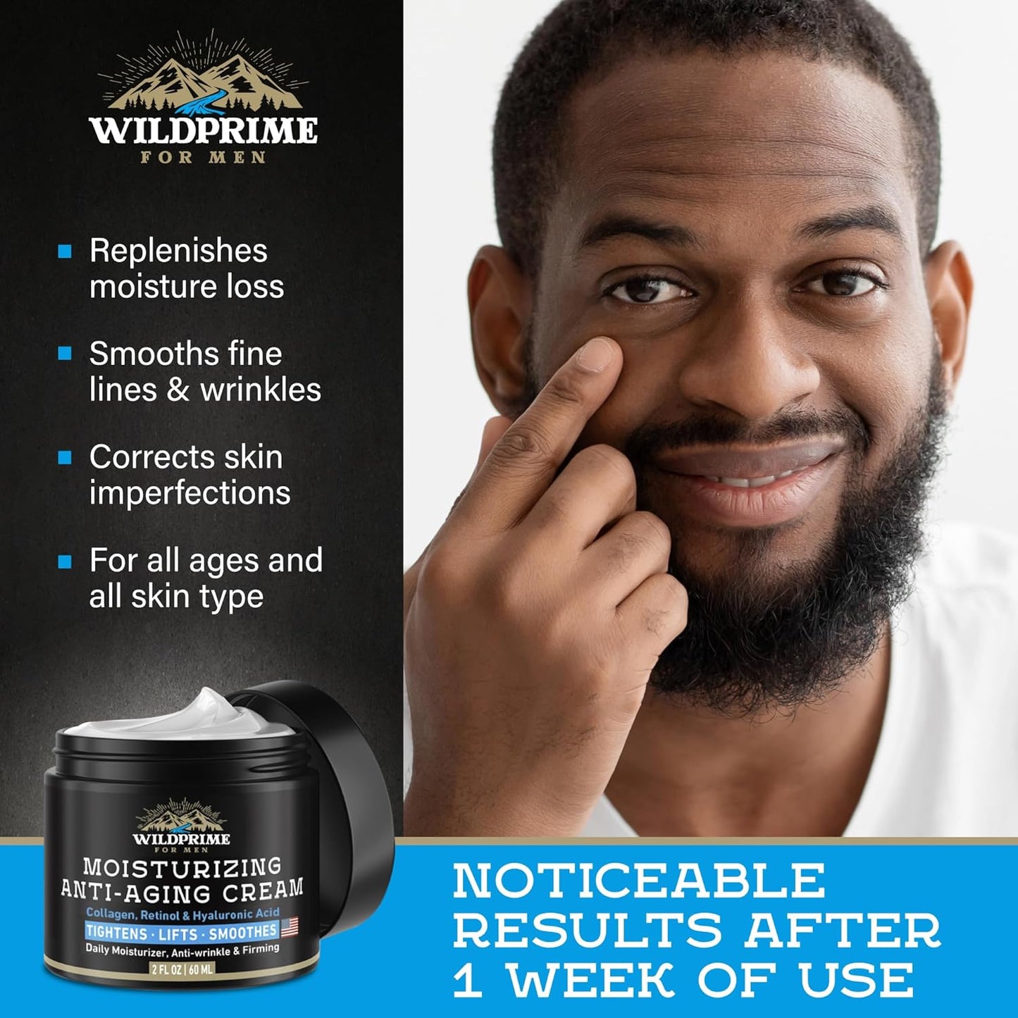 Skiennix Men's Face Moisturizer Cream - Anti-Aging & Hydrating Formula - 2 oz with Collagen & Hyaluronic Acid
