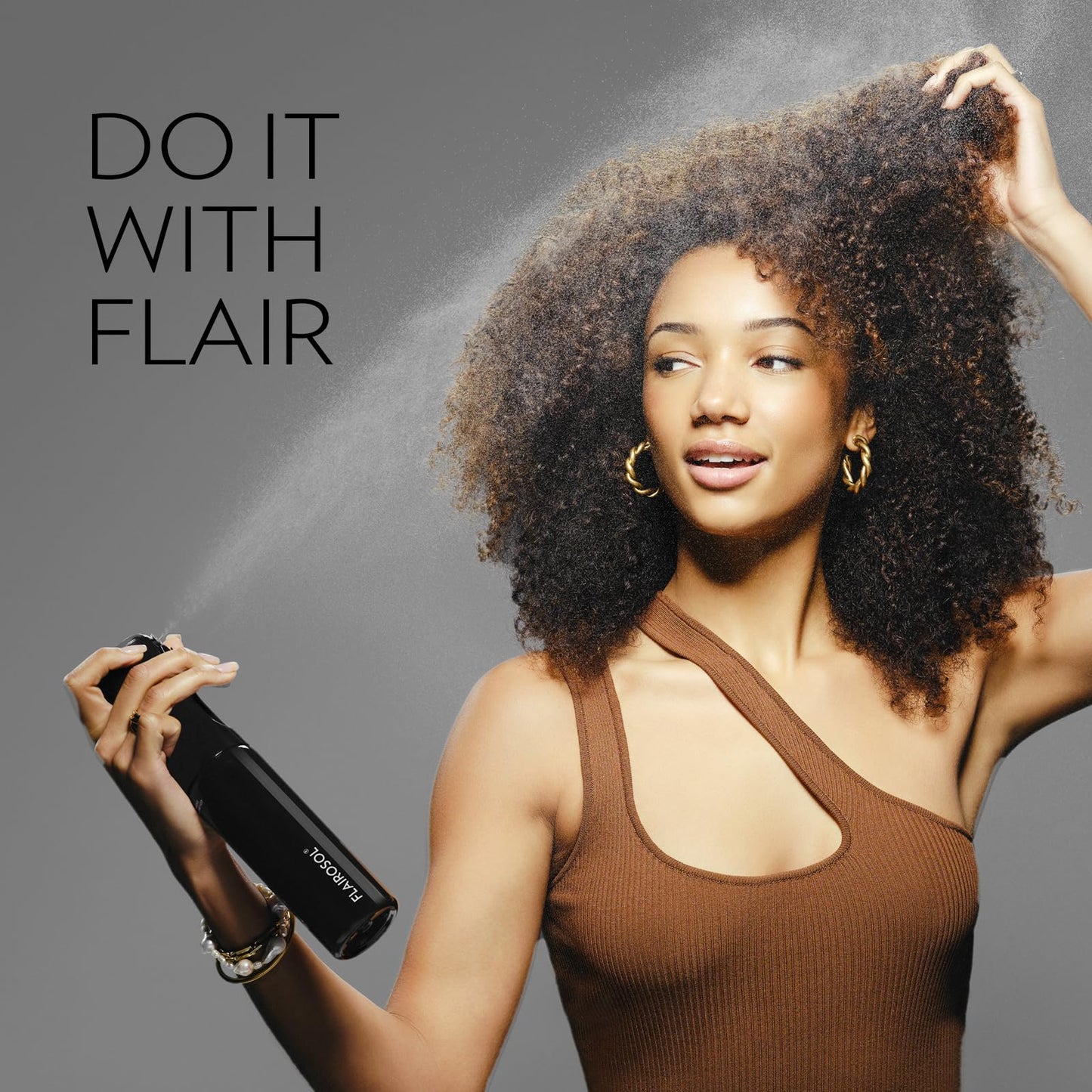 FLAIROSOL Spray Bottle for Hair, Continuous Spray Bottle with 0.3MM Ultra Fine Mist, Water Mister for Hairstyling, Cleaning, Plants, Pets, 10.1oz/300ml, Black Bottle, White Print