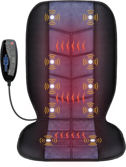 CILI Massage Chair Pad - Back Massager with Heat & 10 Vibration Motors | Ideal for Home & Office Use