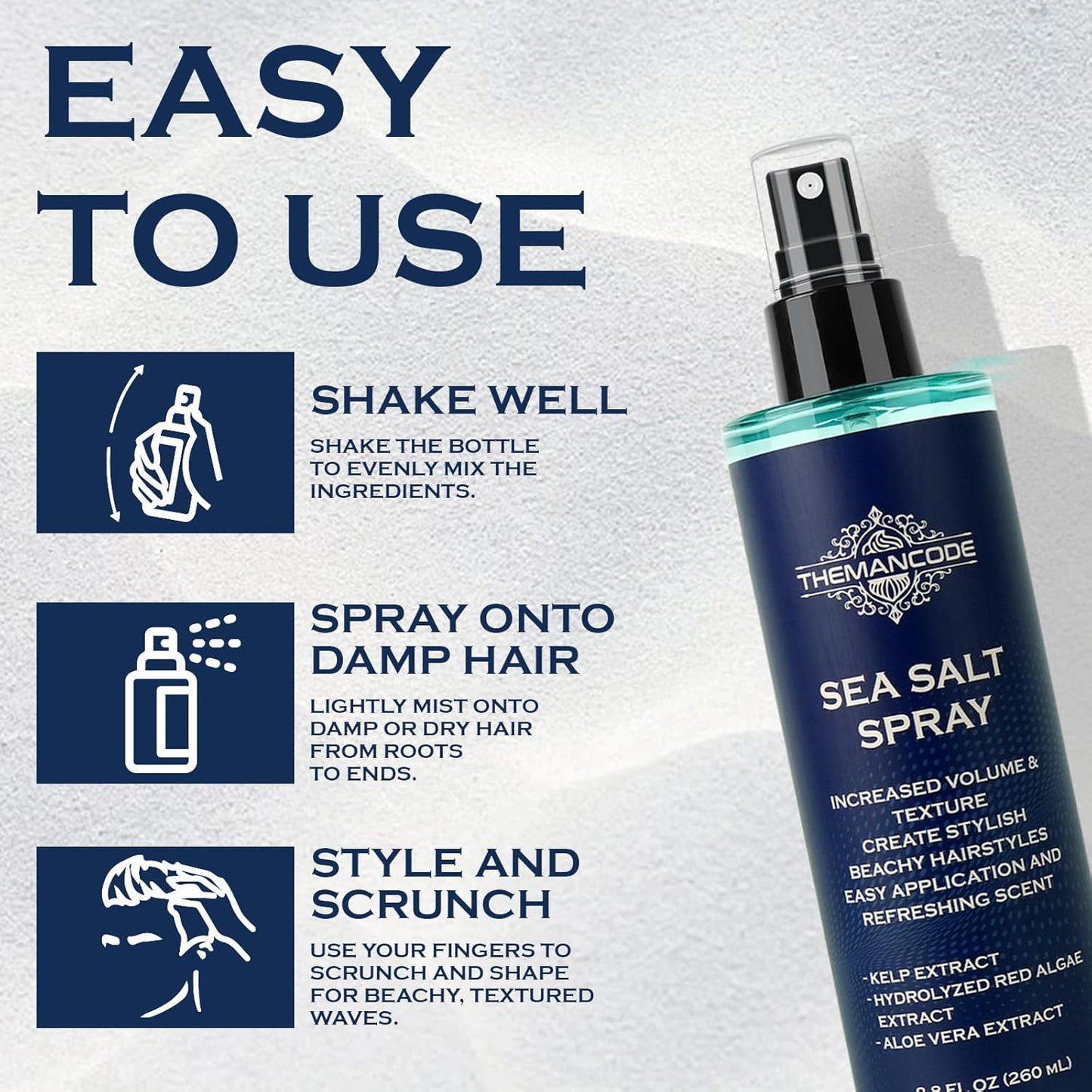 THEMANCODE Sea Salt Spray for Men - Texturizing Hairspray for Instant Volume | 8.8 Oz Travel Size