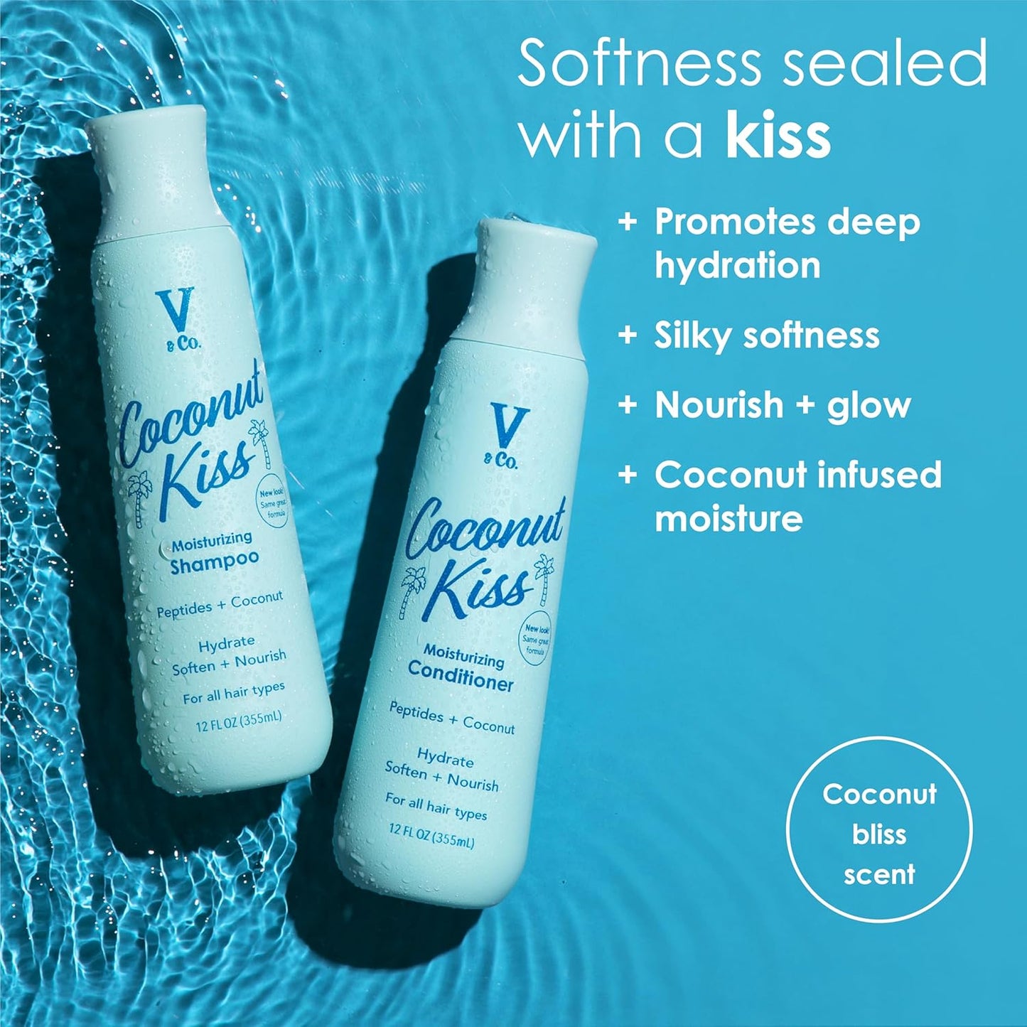 V&Co. Moisturizing Conditioner - Sulfate-Free, Color Safe Formula with Peptide Technology | 12 Oz.
