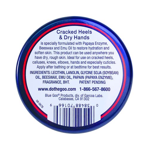 Blue Goo Cracked Heels & Dry Hands Skin Protectant, Helps Relieve Dry, Cracked Skin, 2 oz, Made with Emu Oil & Beeswax