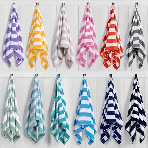 LULUHOME Large Oversized Beach Towel - Soft Cotton Striped Pool Towel, 36 x 70 Inch, Purple