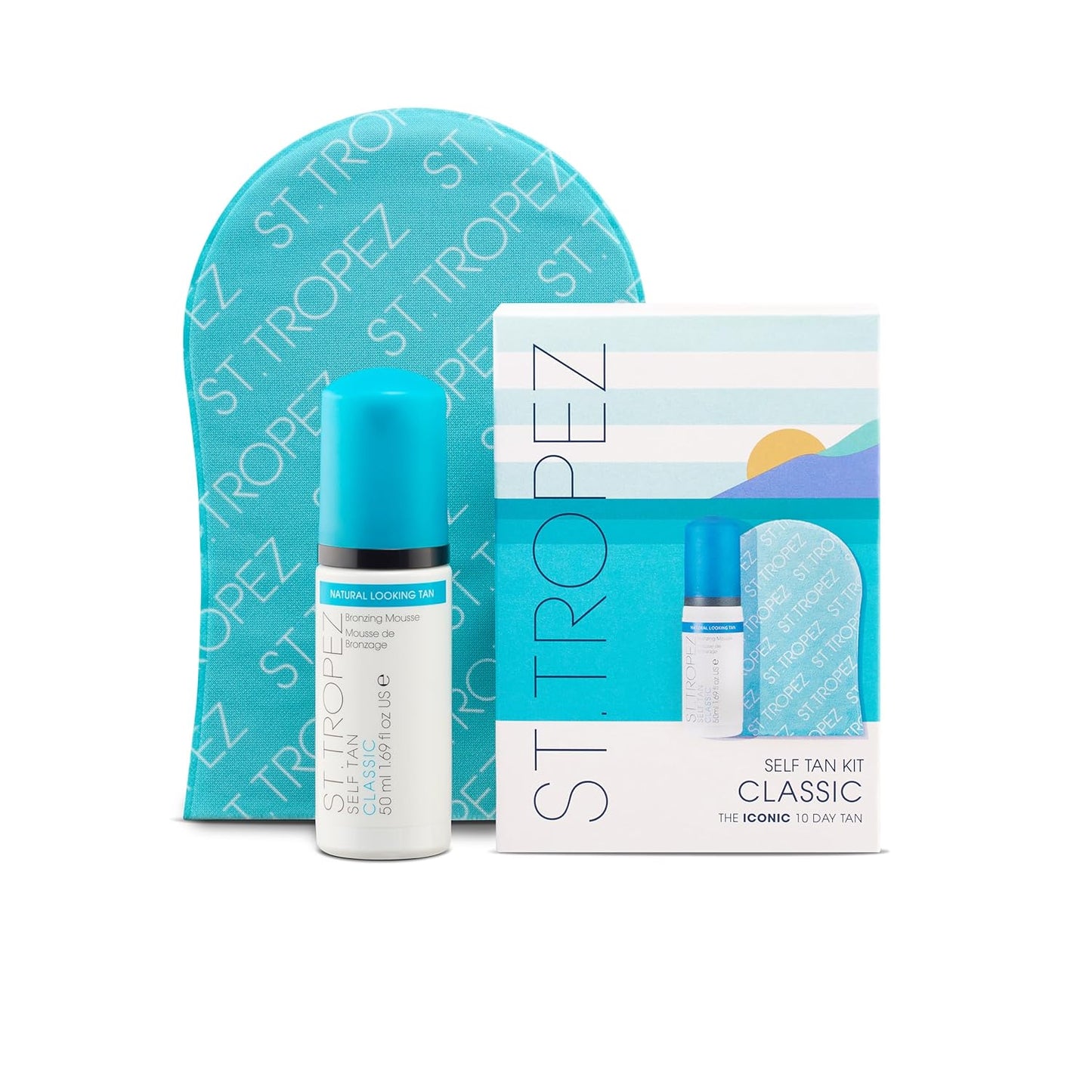 St. Tropez Self Tan Classic Mini Kit - Travel-Sized Bronzing Mousse & Applicator Mitt | Vegan, Natural Glow