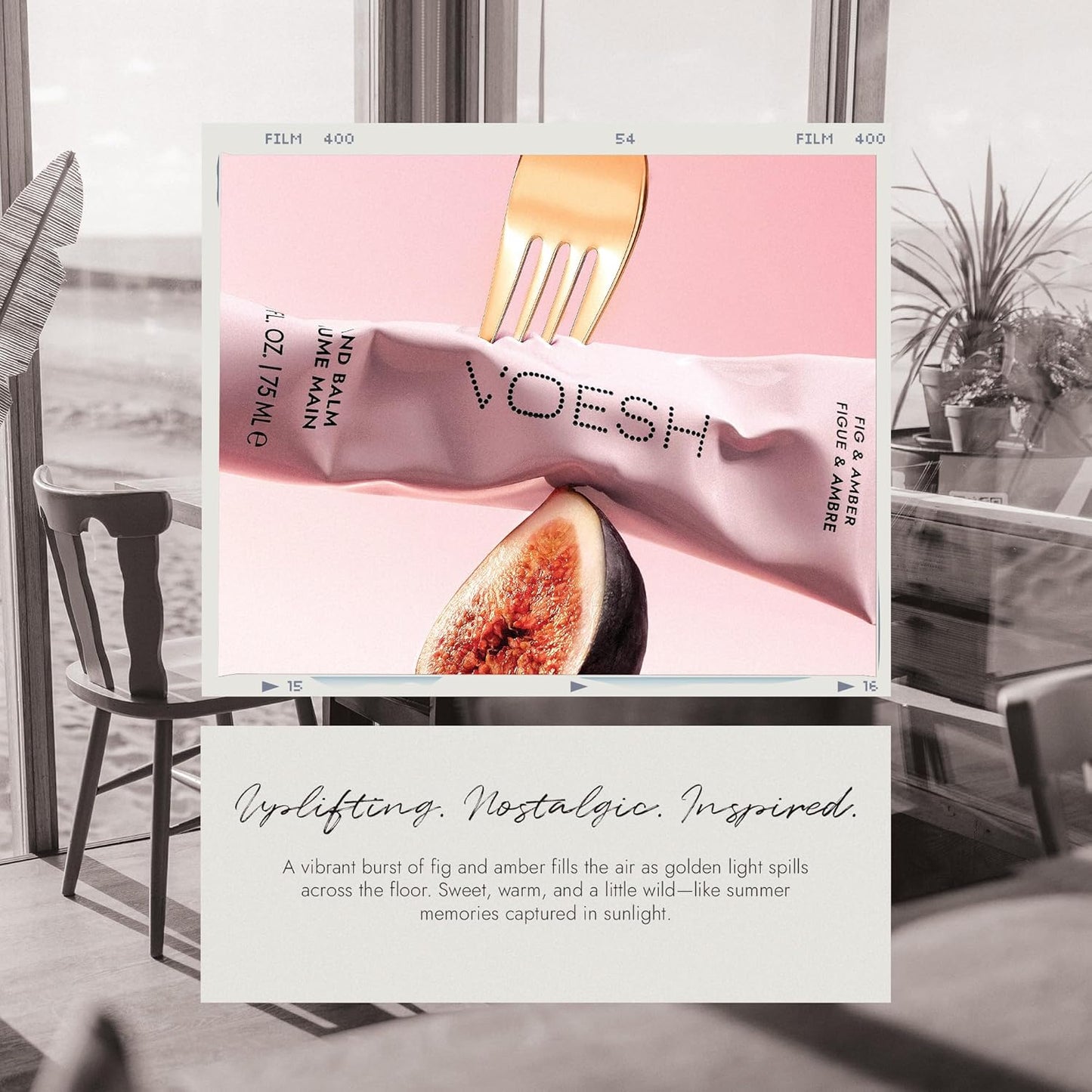 VOESH Vegan Hand Balm - Fig & Amber 2.5 oz | Non-Greasy K-Beauty Hand Cream for Dry Hands with Turmeric & Mango Butter