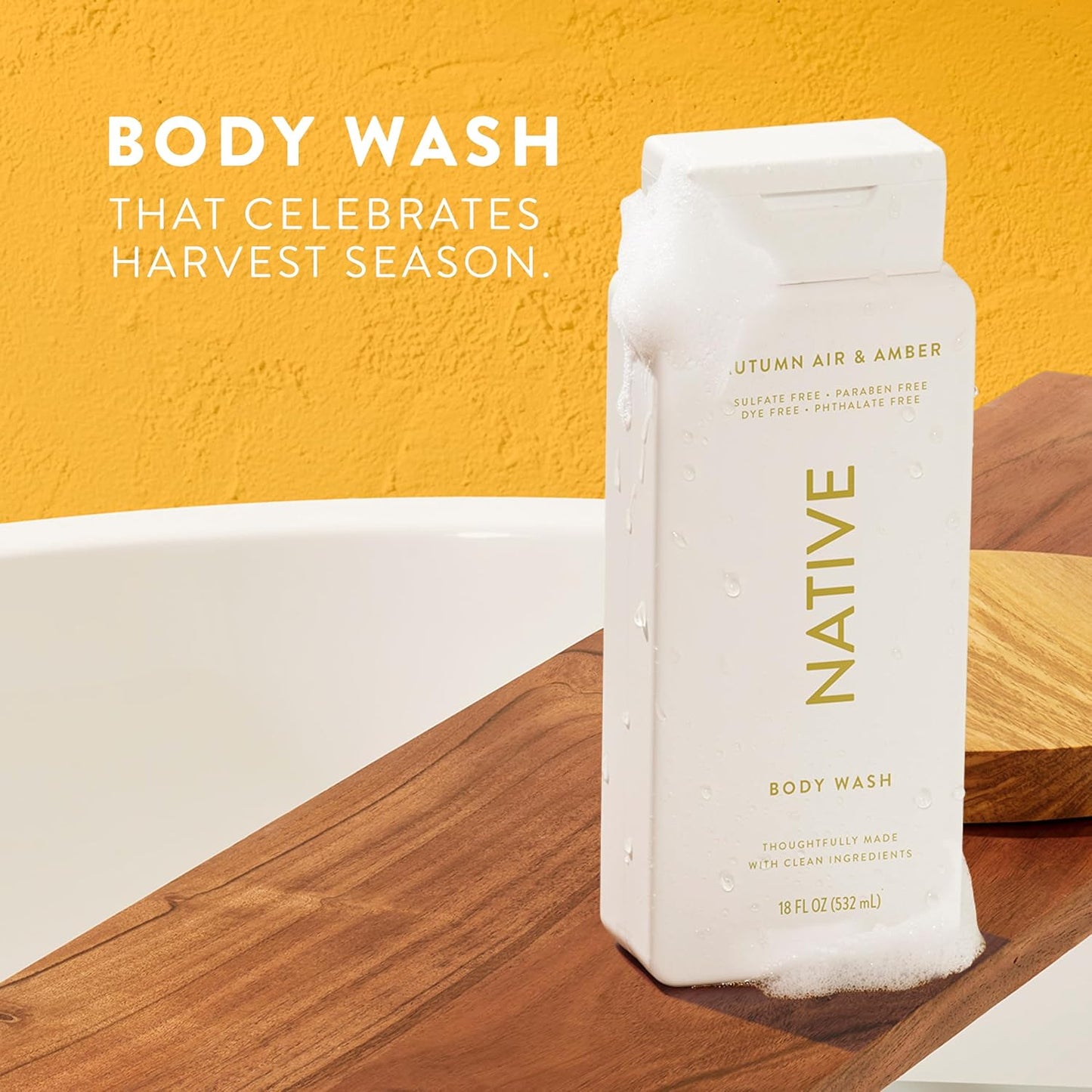 Native Body Wash - Naturally Derived Autumn Air & Amber Scent - Sulfate & Paraben Free - 18 oz (2-Pack)