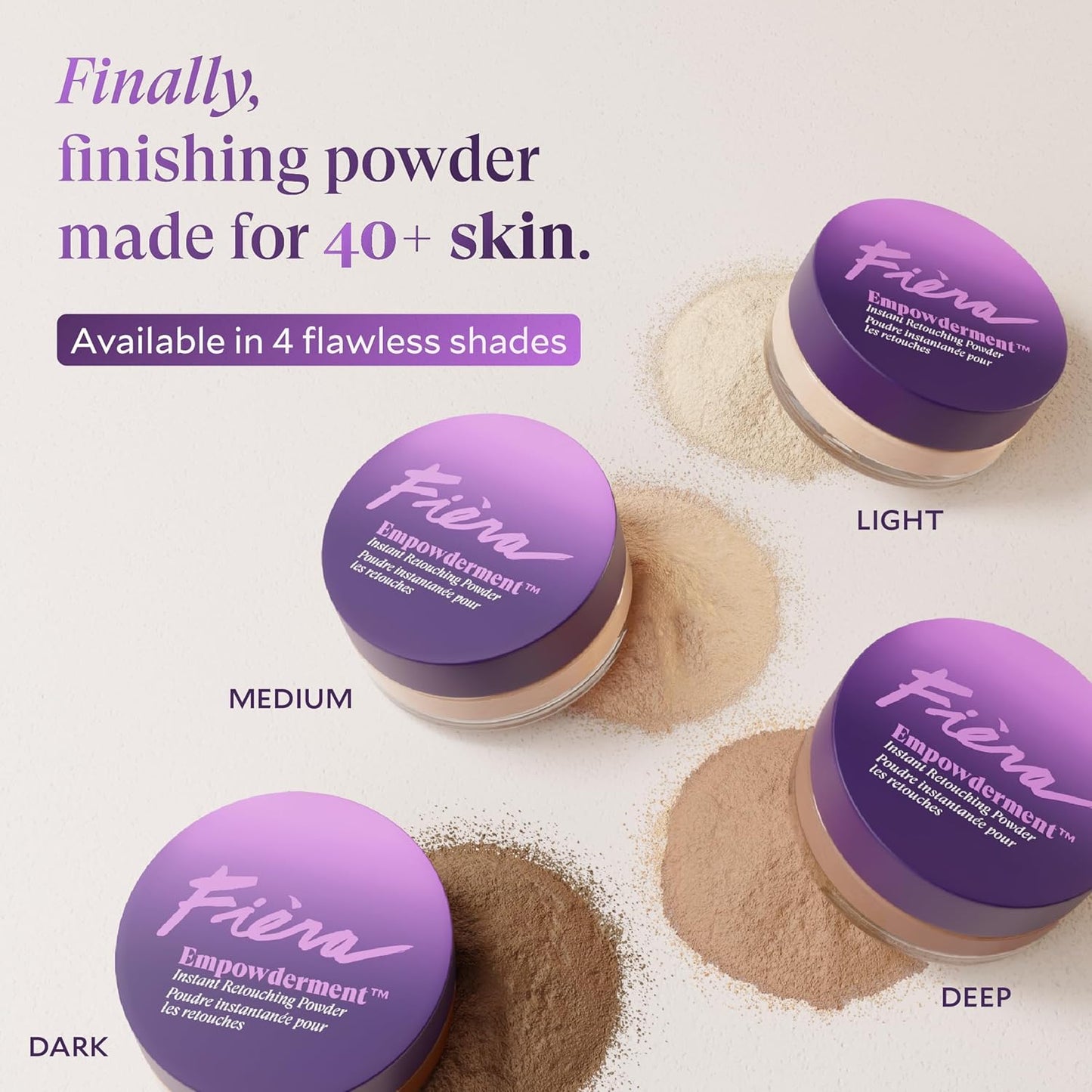 Fièra Empowderment™ Finishing Powder - Talc-Free Blurring & Soft-Matte Formula for Mature Skin | Light Shade, 0.2 OZ