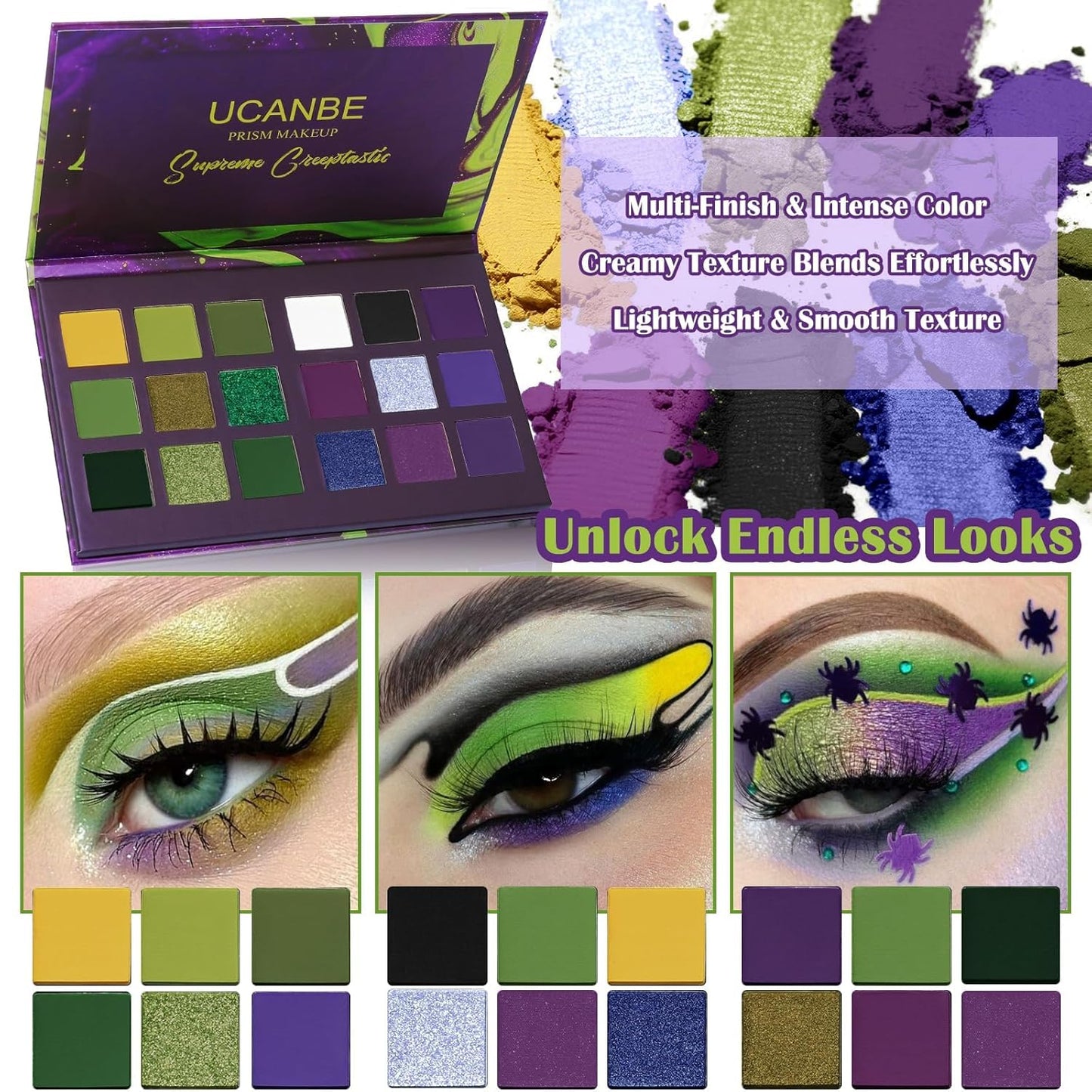 Skiennix Goth Eyeshadow Palette - 18 Colors Matte & Shimmer for Halloween & Cosplay | Bright & Dark Shades