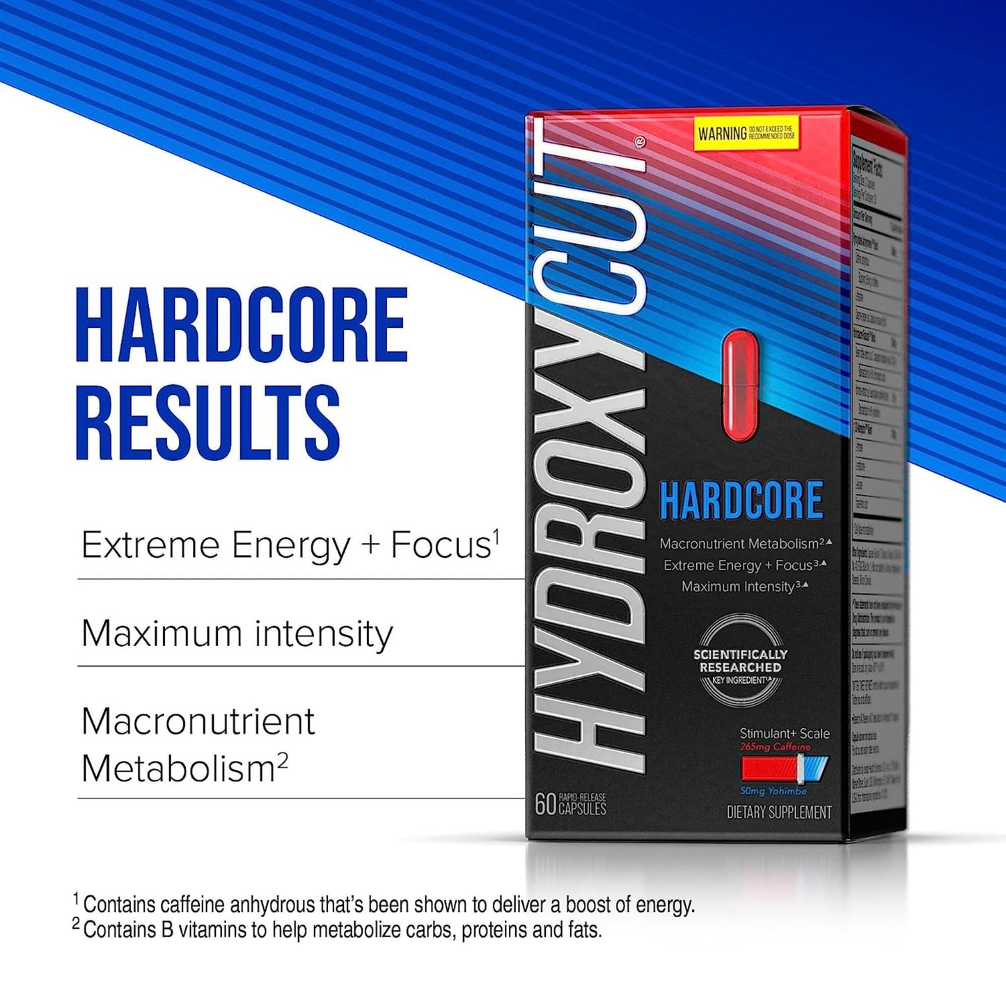 Hydroxycut Hardcore - 60 Rapid-Release Capsules - Thermogenic Calorie Burn, Extreme Energy + Focus, Maximum Intensity - for Women & Men