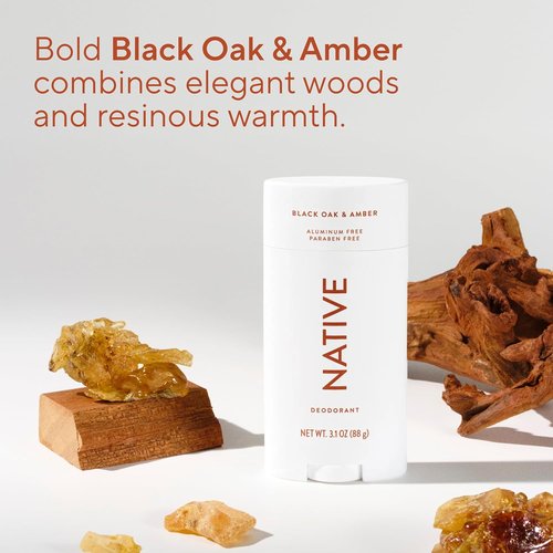 Native Aluminum-Free Deodorant - Black Oak & Amber | 72-Hour Odor Control Stick, 3.1 oz for All Genders