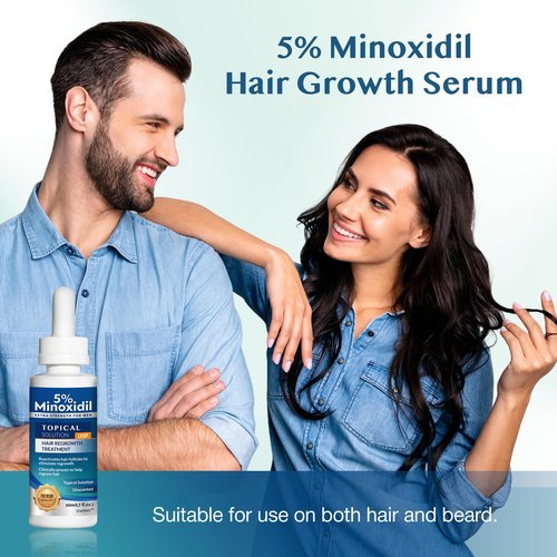 5% Minoxidil Hair Growth for Men and Women: Extra Strength Beard Regrowth Treatment Serum with Minoxidil and Biotin for Thinning Hair Loss to Grow Thicker Fuller 60ml 3 Bottles