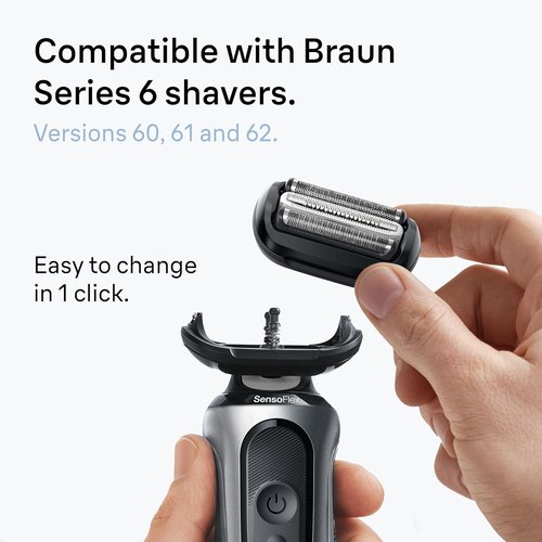 Braun Series 6 Electric Shaver Replacement Head - Sensitive Skinguard, Compatible with 64B, Black
