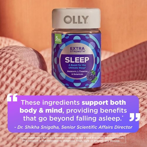OLLY Extra Strength Sleep Gummies - 5 mg Melatonin & Natural Sleep Aids | Blackberry Flavor, 90 Count