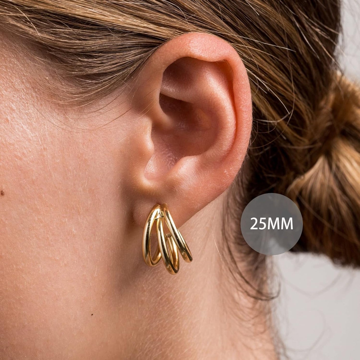 Skiennix Chunky Gold Hoop Earrings - 14k Gold Plated, Hypoallergenic, Trendy Design for Women