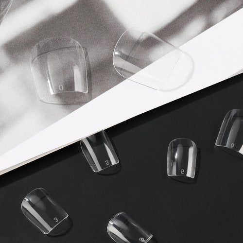 UNA GELLA Extra Short Square Nail Tips XS Short Square Gel Tips 216pcs Press On Nails Full Cover 12 Sizes Clear Fake Nails Extension for Home DIY Nail Salon Soft Gel Tips