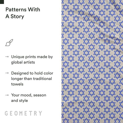 GEOMETRY Christmas Kitchen Towels - Quick Dry Microfiber Dish Towels for Efficient Kitchen Drying - Star of David Design, 1 Pack