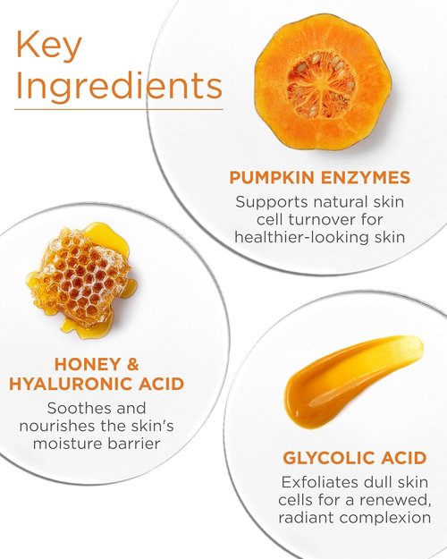 Andalou Naturals Pumpkin Honey Glycolic Mask - Exfoliating Face Mask with Glycolic Acid & Vitamin C for Radiant Skin - 1.7 fl oz