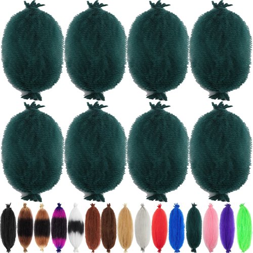 8 Packs Springy Afro Twist Hair Gureen# 16 inch Pre-Separated Kinky Marley Twist Braiding Hair Soft Synthetic Crochet for Distressed Faux Locs Spring Twist Hair Extensions for Women