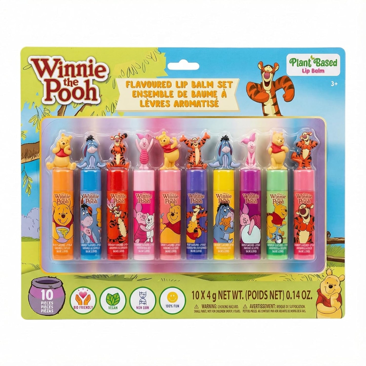 Townley Girl Winnie the Pooh 10-Piece Plant-Based Lip Balm Set - Perfect Gift for Kids & Toddlers