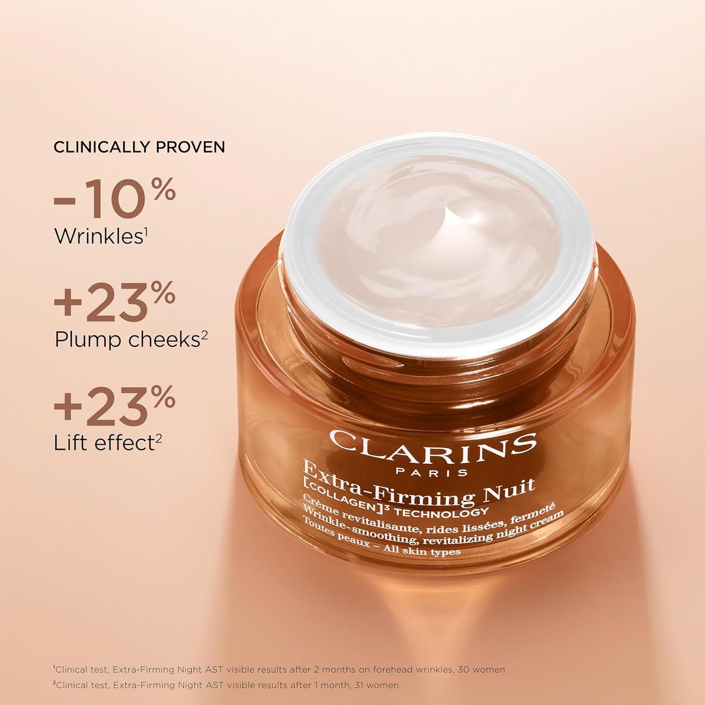 Clarins Extra-Firming Night Moisturizer - Anti-Aging Cream with Collagen & Niacinamide | Refillable | 1.7 Ounces