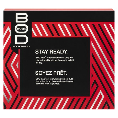 BOD man Body Spray Gift Set, Black, Really Ripped Abs, Most Wanted, 3 Piece