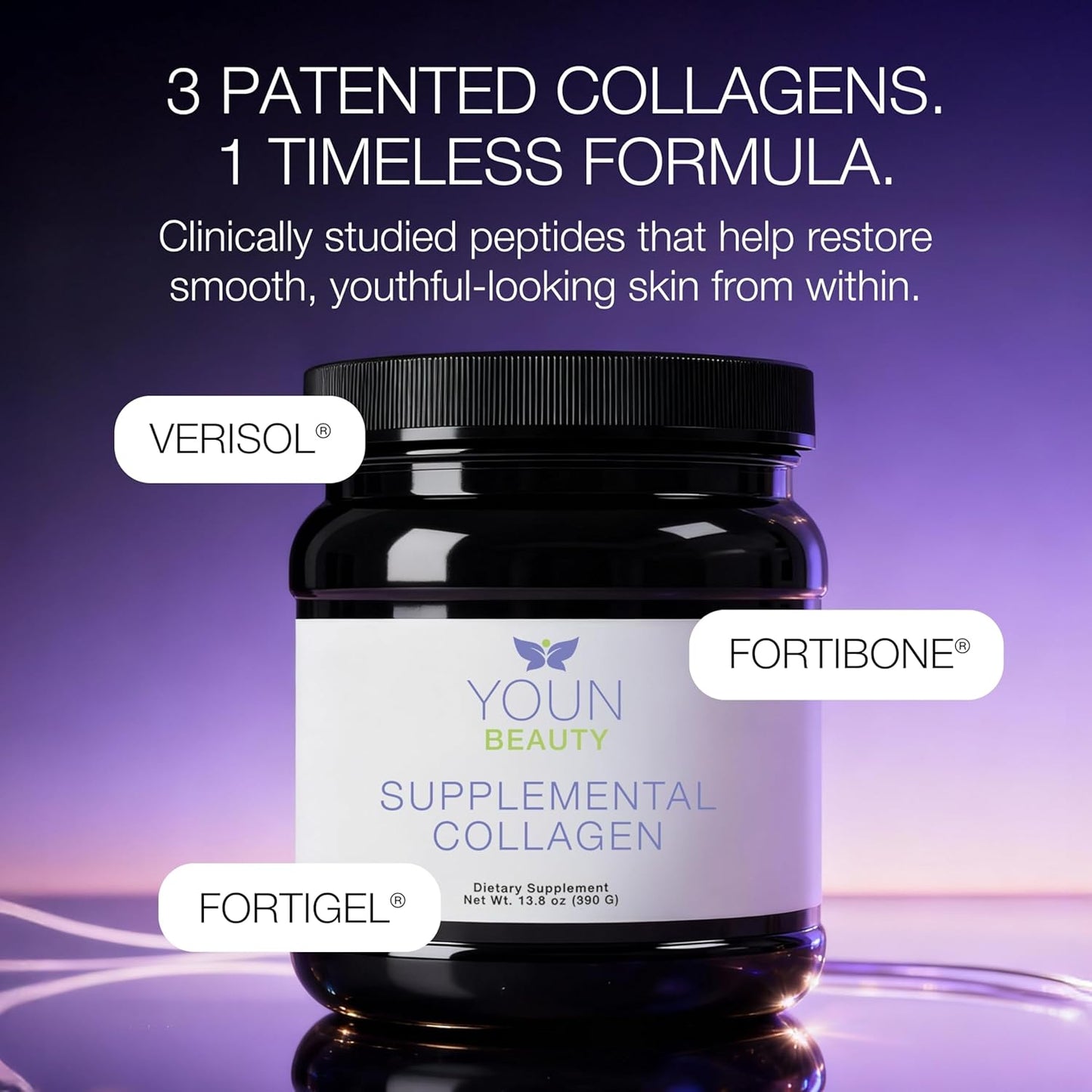 YOUN Beauty Collagen Powder | Unflavored Multi-Collagen Peptides for Skin Health - 30 Servings