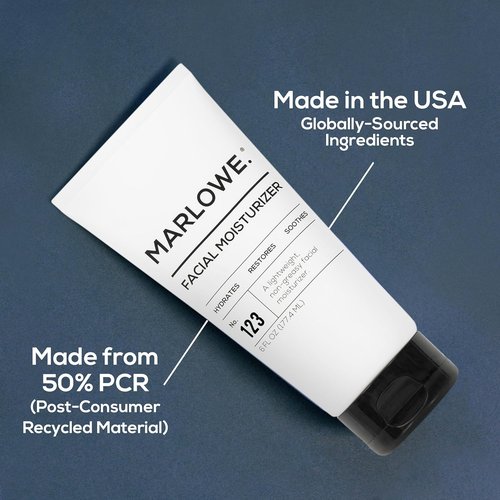 Marlowe. No. 123 Facial Moisturizer for Men - Hydrating Daily Lotion with Aloe Vera & Green Tea, 6 oz